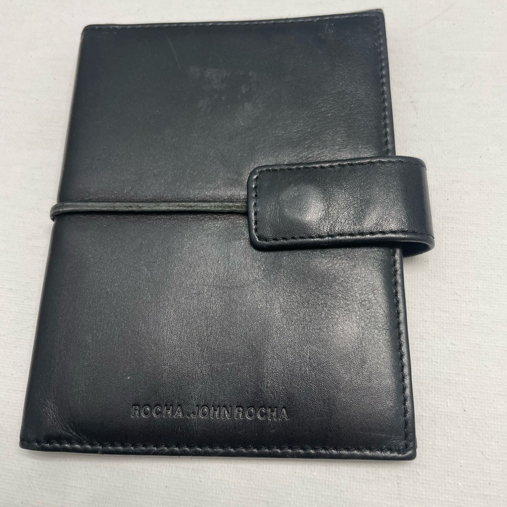 Rocha John Rocha Men’s Black Leather Travel Wallet Card Holder Magnetic closure